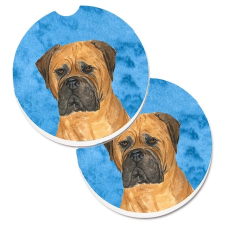 Carolines Treasures Blue Bullmastiff Set of 2 Cup Holder Car Coaster SS4793-BUCARC
